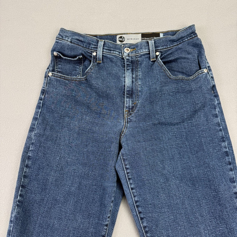 Levi's Silver Tab Mom Jeans Women's Size 31x27 High-Rise Tapered Blue Denim - Picture 5 of 16